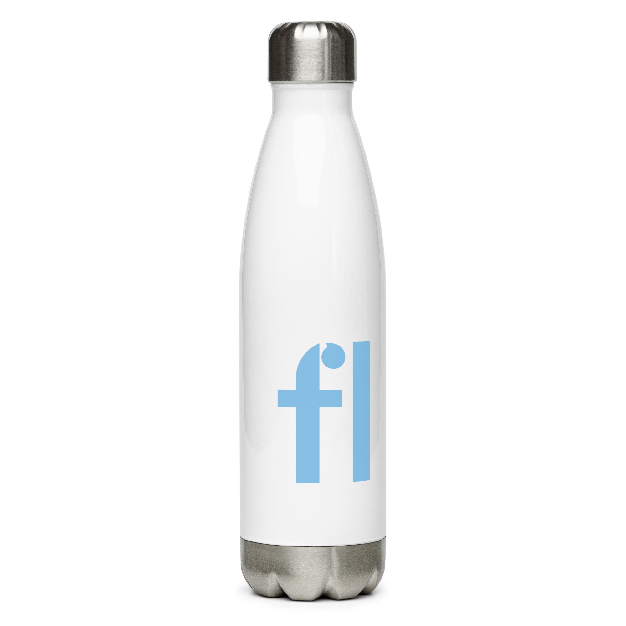 FL Stainless Steel Water Bottle (White & Blue)
