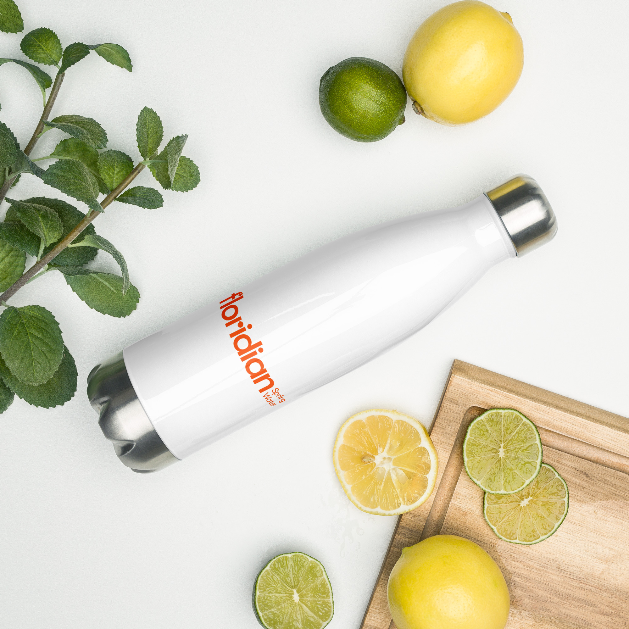 Stainless Steel Water Bottle (White & Orange) - Image 3