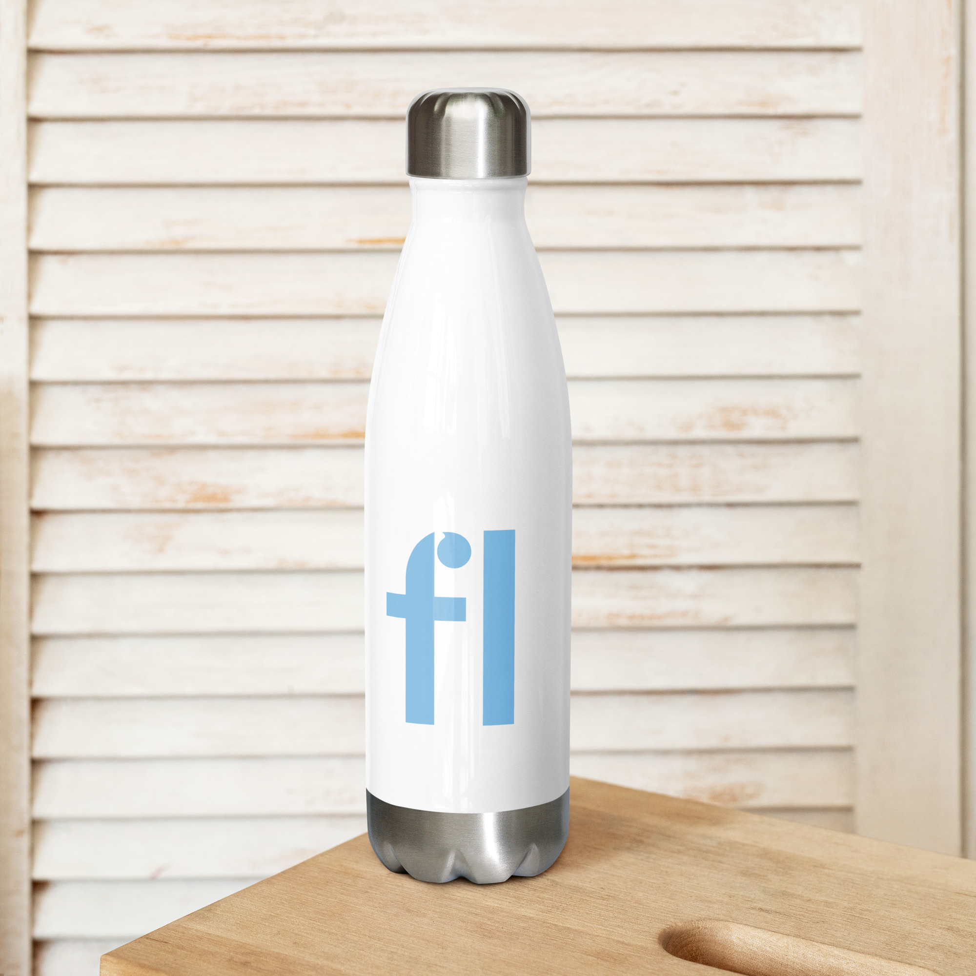 FL Stainless Steel Water Bottle (White & Blue) - Image 4